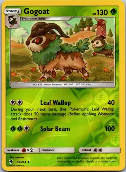 Gogoat 36/214 Uncommon Lost Thunder Pokemon Reverse Holo Near Mint - Image 1