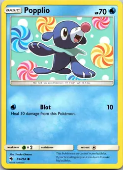 Popplio 65/214 Common Lost Thunder Pokemon Near Mint - Image 1