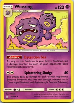 Weezing 74/214 Rare Unbroken Bonds Pokemon Near Mint - Image 1