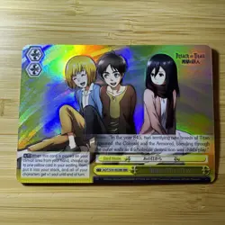 Weiss Schwarz Attack on Titan Since That Day RRR Mikasa Eren Armin Holo Card - Image 1