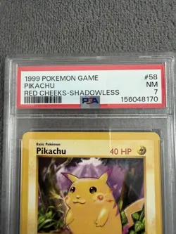 1999 Pokemon Pikachu Red Cheeks Shadowless NM PSA 7 - Image 2