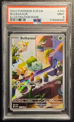 ⭐PSA 9 Bulbasaur 143/142⭐ Stellar Crown Illustration Rare Holo Pokemon TCG - Image 1