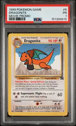 1999 POKEMON GAME MOVIE MOVIE PROMO #5 DRAGONITE PSA 1 - Image 1