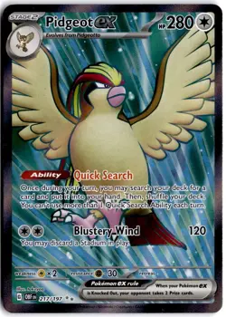 Pidgeot ex 217/197 Ultra Rare Obsidian Flames Pokemon NM - Image 1