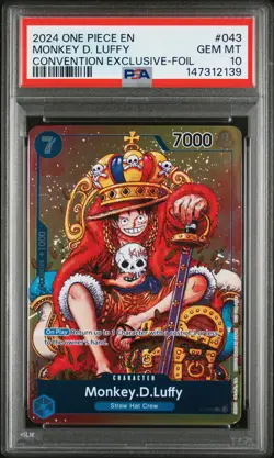 2024 ONE PIECE PROMOS CONVENTION EXCLUSIVE-FOIL #043 MONKEY D. LUFFY PSA 10 - Image 1