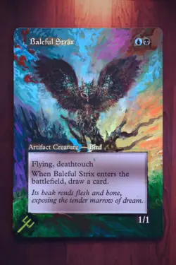 Baleful Strix *Magic Altered Hand Painted Extended Borderless Art* MTG by Erich - Image 1