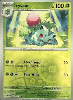 Ivysaur 002/165 Uncommon 151 Pokemon Reverse Holo Near Mint - Image 1
