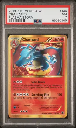 2013 POKEMON BLACK & WHITE PLASMA STORM #136 CHARIZARD PSA 7 - Image 1