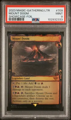 2023 MTG TALES OF MIDDLE-EARTH SHOWCASE -FOIL #709 MOUNT DOOM PSA 9 - Image 1
