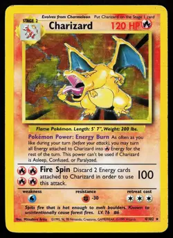 Charizard 4/102 Holo Rare Base Set Unlimited Pokemon Card - Image 1