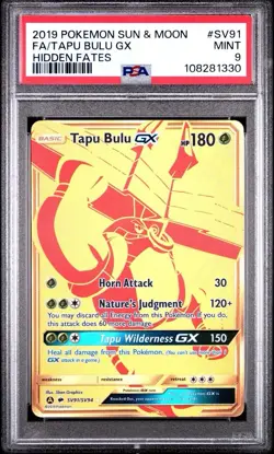 2019 Pokemon Hidden Fates #SV91 Full Art Tapu Bulu GX PSA 9 Card Trusted Seller! - Image 1