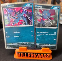 Sneasel 20 & Weavile 21 MEP Black Star Promo Cosmos Holo Set of 2 Pokemon Cards - Image 1