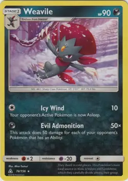 Weavile 74/156 Ultra Prism Holo Pokemon Card NM - Image 1
