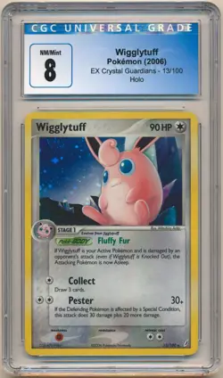 2006 Pokemon EX Crystal Guardians Wigglytuff #13 Holo CGC 8 NM/Mint Swirl - Image 1
