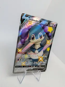 Shiny Indeedee V SV114/SV122 Shining Fates Full Art Shiny Holo Rare Pokemon TCG - Image 2