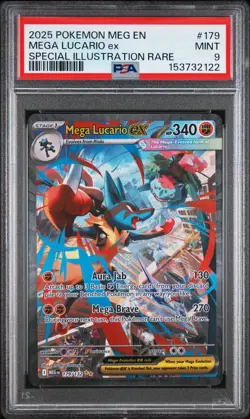 2025 POKEMON MEG EN-MEGA EVOLUTION #179 MEGA LUCARIO EX PSA 9 - Image 1