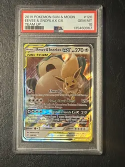 2019 Pokemon Sun & Moon Team Up Eevee & Snorlax GX 120/181 PSA 10 Gem Mint - Image 1