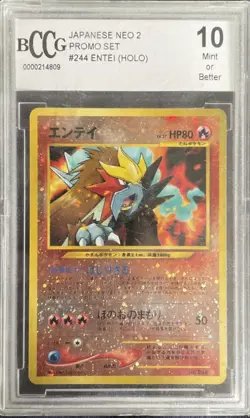 Pokemon BCCG GRADED 10 Entei Neo 2 Promo set #244 (HOLO) 2000 - Image 1