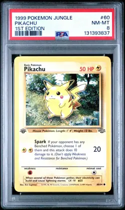 1999 POKEMON JUNGLE 1ST EDITION #60 PIKACHU PSA 8 - Image 1