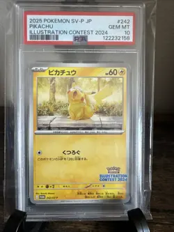 2025 POKEMON JAPANESE SV-P PROMO ILLUSTRATION CONTEST 2024 #242 PIKACHU PSA 10 - Image 1