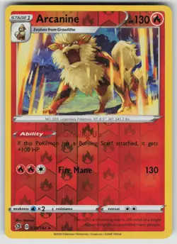 ARCANINE 028/192 RARE REBEL CLASH POKEMON REVERSE HOLO NEAR MINT - Image 1