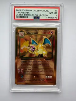 Pokemon TCG Celebrations Charizard 4/102 Metal Promo UPC PSA 8 NM Mint - Image 1