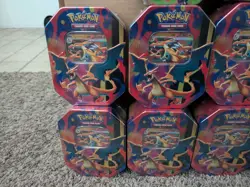 Pokemon TCG Mega Charizard ex Factory Sealed Tin Lot Of 10 (2 X + 8 Y Tins) - Image 3