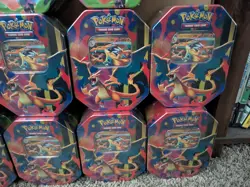 Pokemon TCG Mega Charizard ex Factory Sealed Tin Lot Of 10 (2 X + 8 Y Tins) - Image 4