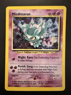 Misdreavus Holo Rare 11/64 Neo Revelation Unlimited Pokemon 2000 LP+ Raw WOTC - Image 1