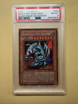 2002 Yu-Gi-Oh! Blue-Eyes Toon Dragon MRL-000 1st Edition Secret Rare PSA 8 NM-MT - Image 1