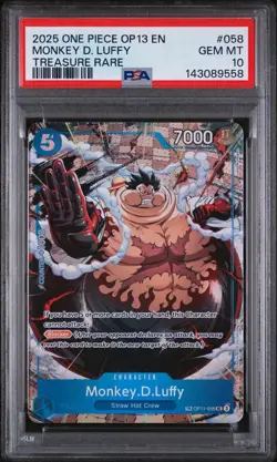 2025 ONE PIECE OP13-CARRYING HIS WILL 058 MONKEY D. LUFFY TREASURE RARE PSA 10 - Image 1