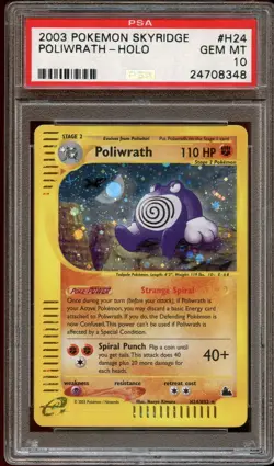PSA 10 GEM MINT Poliwrath H24/H32 HOLO RARE Skyridge Pokemon Card - Image 1