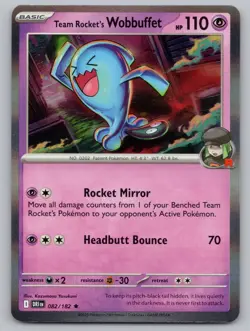 Team Rocket's Wobbuffet 082/182 Rare Destined Rivals Pokemon Holo NM/M - Image 1