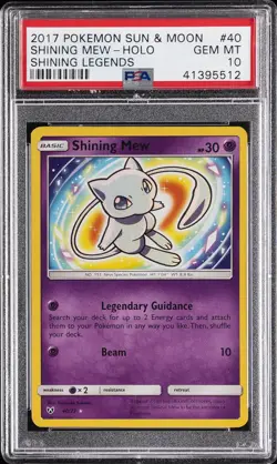 2017 POKEMON SUN & MOON SHINING LEGENDS #40 SHINING MEW-HOLO PSA 10 - Image 1