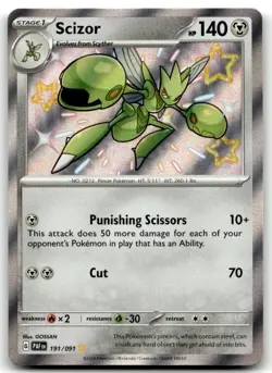 Scizor 191/091 Shiny Rare Paldean Fates Pokemon Holo Lightly Played - Image 1