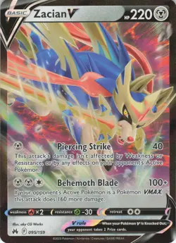 Zacian V 095/159 Ultra Rare Holo Crown Zenith NM Pokemon - Image 1