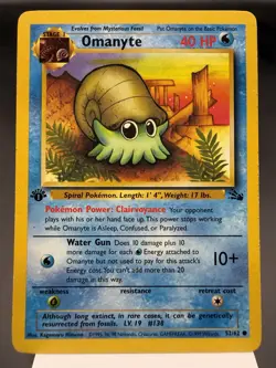 Omanyte 52/62 - 1st Edition - Fossil Pokemon Card PLAYED - Image 1