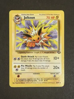 Jolteon 20/64 Jungle Unlimited Wotc Vintage Pokemon Tcg Card - Image 1