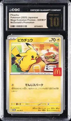 2025 POKEMON JAPANESE ME MCDONALD'S PROMO #020/M-P PIKACHU CGC 10 PRISTINE - Image 1