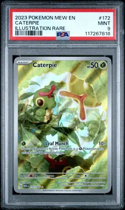 2023 POKEMON MEW EN-151 ILLUSTRATION RARE #172 CATERPIE PSA 9 - Image 1