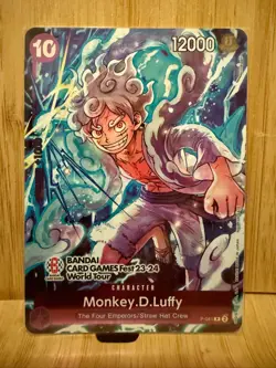 ONE PIECE CARD GAME MONKEY.D.LUFFY P-041 BANDAI CARD GAMES FEST 23-24 WORLD TOUR - Image 1