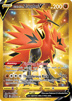 Galarian Zapdos V 182/172 Rare Secret | Brilliant Stars | Pokemon Card - Image 1