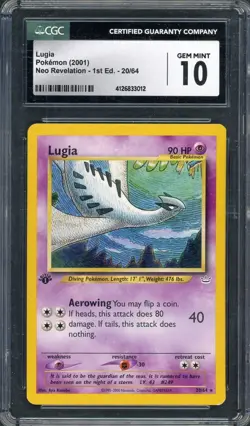 CGC 10 Lugia (1st Ed.) Neo Revelation 20/64 Pokemon Card B14 - Image 1