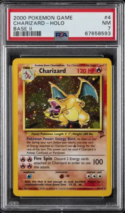 2000 POKEMON BASE SET 2 #4 CHARIZARD-HOLO PSA 7 - Image 1