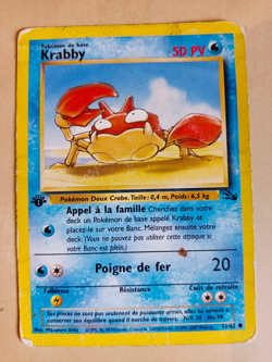 Carte pokemon wizard fossile edition 1 FR Krabby 51/62 - Image 1