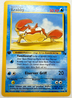 Pokemon Karte TCG Krabby 51/62 1. Fossil No Holo Rare Vintage WOTC EX DE - Image 1