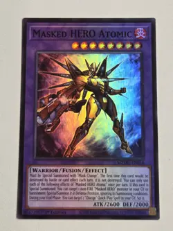 Masked HERO Atomic MZMU-EN016 + Yugioh Field Center Maze of Muertos Promo Mint - Image 3