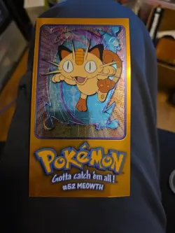 1999 Topps Pokemon Jumbo Meowth Chrome Holo Foil TV Card *read* - Image 1