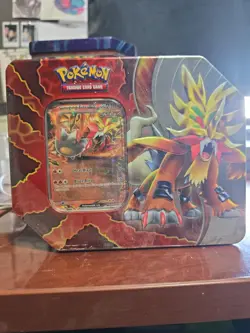 Pokemon TCG Gouging Fire ex Tin Factory Sealed Promo Card & Booster Packs - Image 1