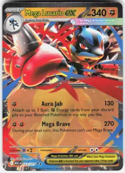 Mega Lucario ex 113/217 Double Rare Ascended Heroes Pokemon Near Mint - Image 1